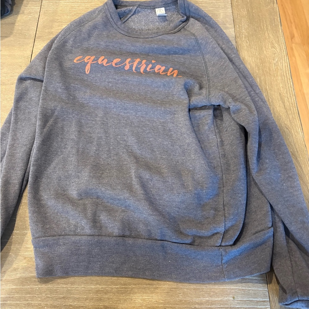 Alternative Blue Crewneck Sweatshirt with Coral Script
